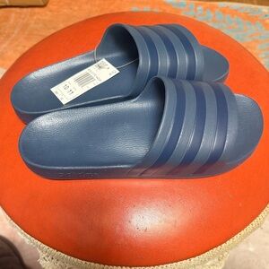 adidas Navy Blue Slide Sandals with Three Stripes